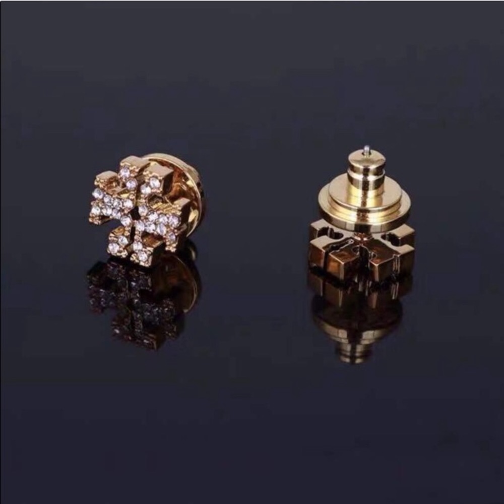 Tory Burch Logo gold crystal stud earrings - Picture 4 of 6